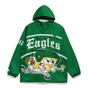 Chalk Line Philadelphia Eagles X SpongeBob Size 2XL Mens Green Anorak Jacket